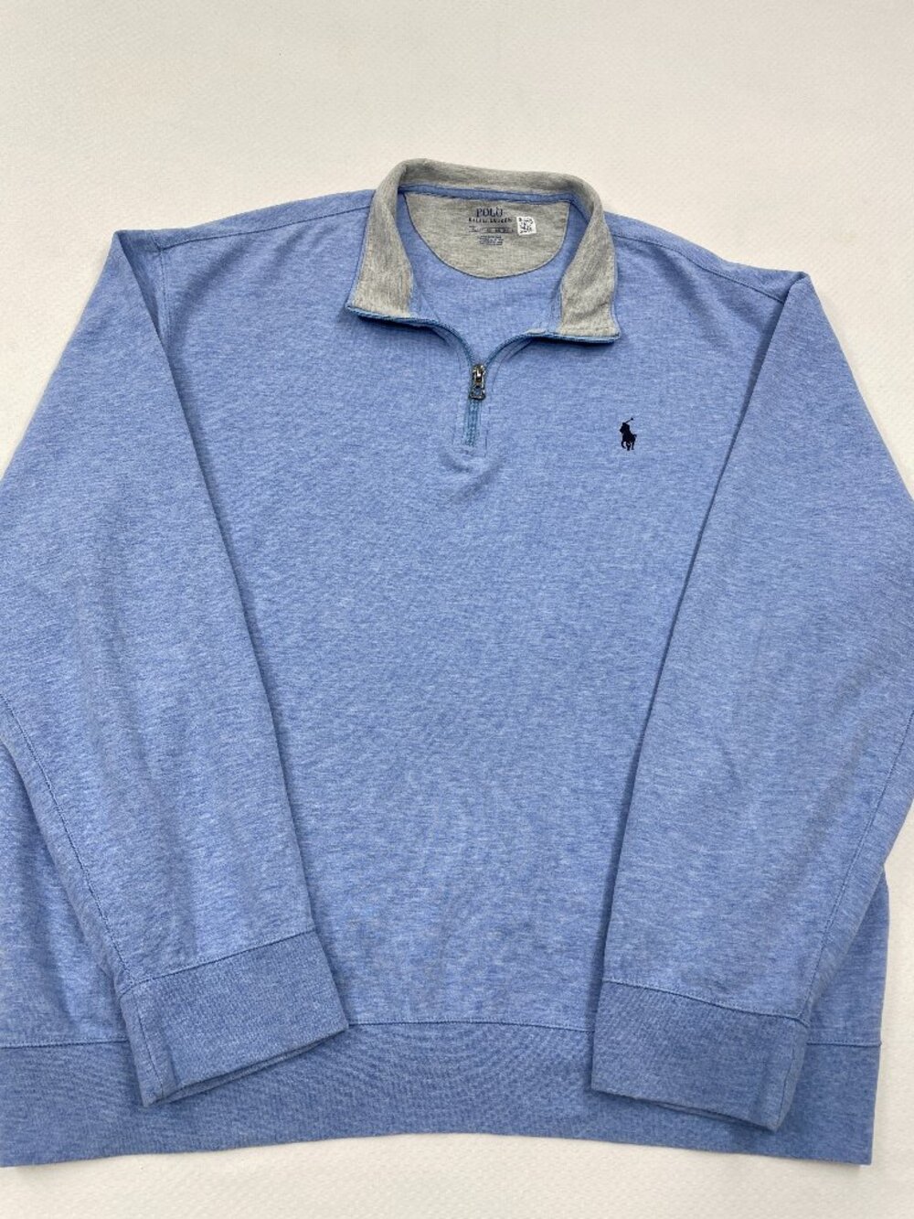 Polo Ralph Lauren Half Zip Pullover Cotton Sweater Sweatshirt Blue Men's XL